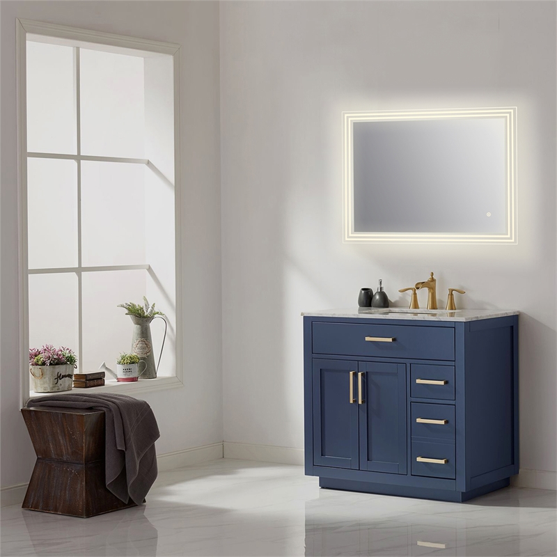 Livorno 36 in Frameless Modern LED Clear Glass Bathroom Vanity Mirror