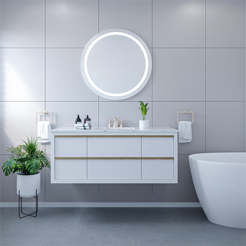 Padova 32 in Round Modern LED Clear Glass Bathroom Vanity Mirror