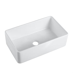 Trento White Ceramic 33 in. Single Bowl Farmhouse Apron Kitchen Sink