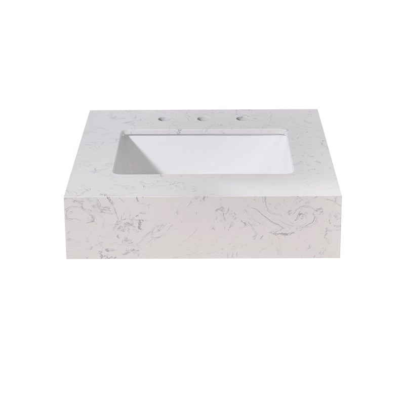 24. in Stone effects Vanity Top in Aosta White Apron with White Sink