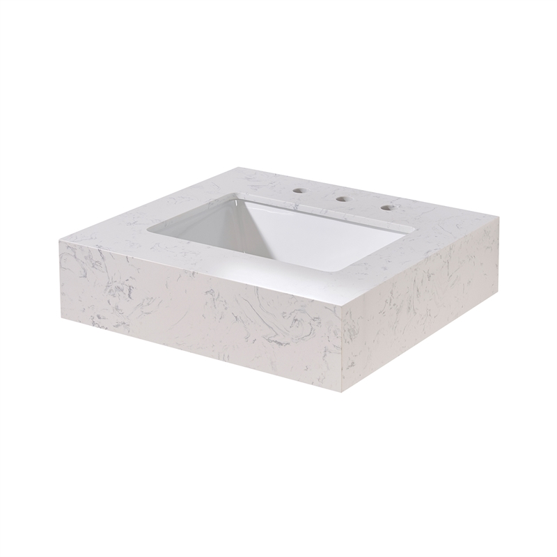 24. in Stone effects Vanity Top in Aosta White Apron with White Sink