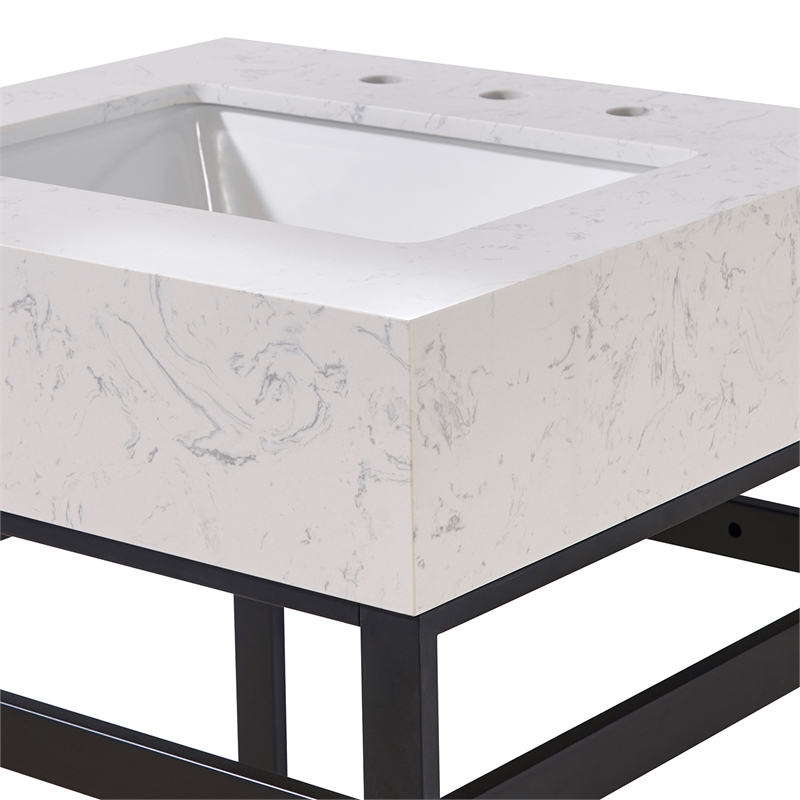 24. in Stone effects Vanity Top in Aosta White Apron with White Sink