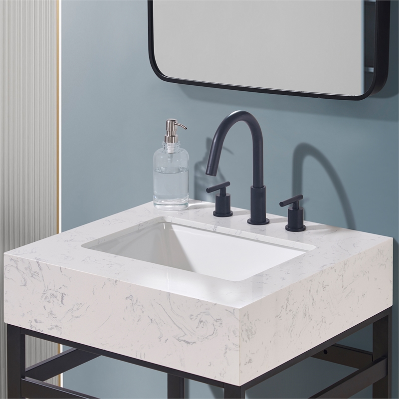 24. in Stone effects Vanity Top in Aosta White Apron with White Sink