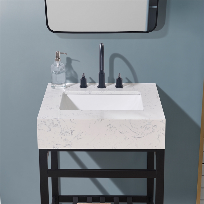 24. in Stone effects Vanity Top in Aosta White Apron with White Sink