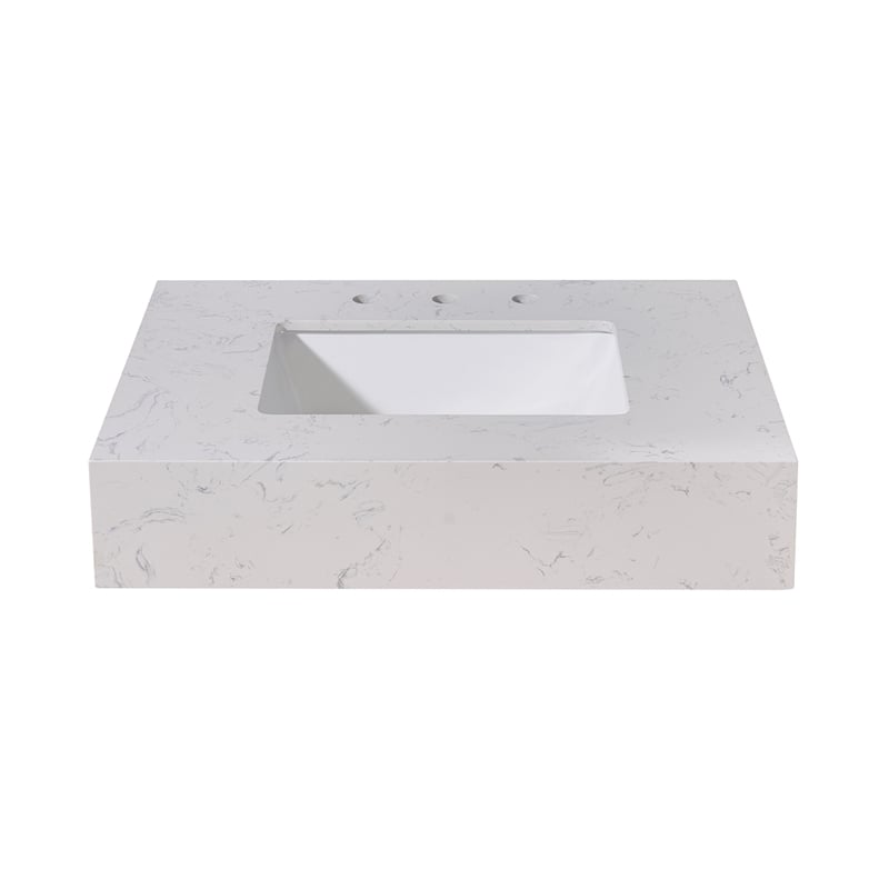 30. in Stone effects Vanity Top in Aosta White Apron with White Sink