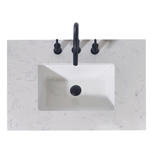 30. in Stone effects Vanity Top in Aosta White Apron with White Sink