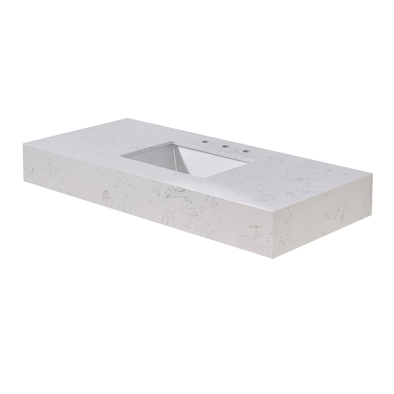 48. in Stone effects Vanity Top in Aosta White Apron with White Sink