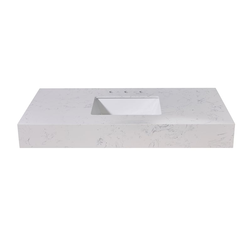 48. in Stone effects Vanity Top in Aosta White Apron with White Sink
