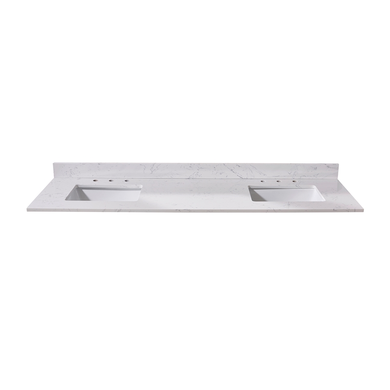 73. in Stone effects Vanity Top in Aosta White with White Sink