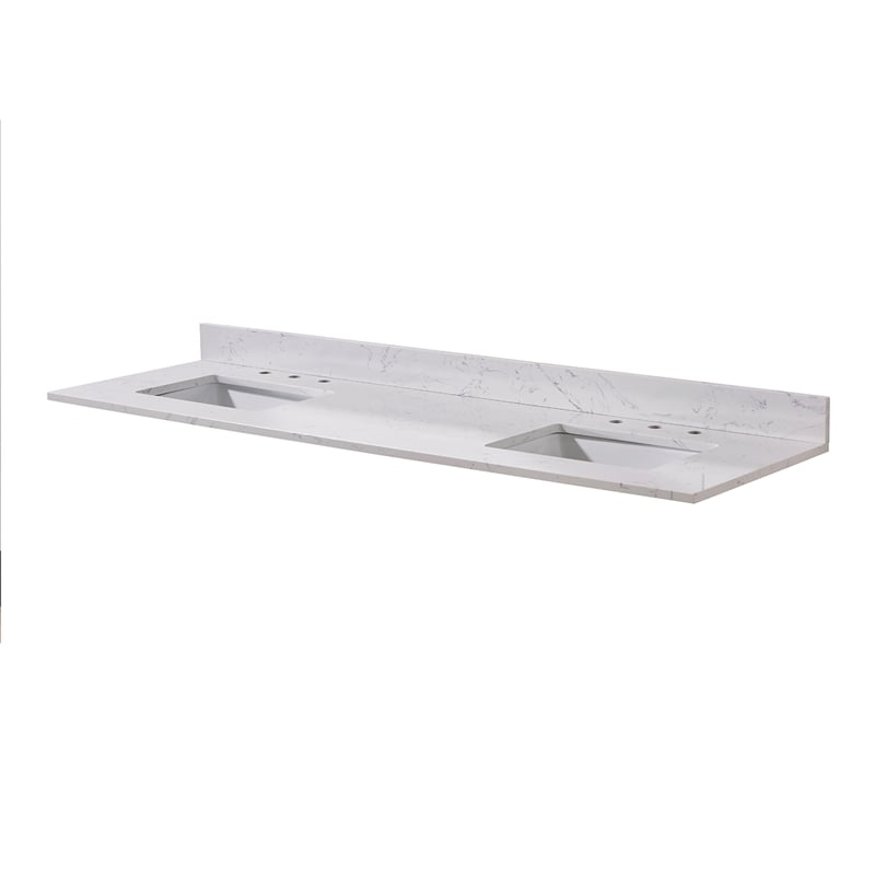73. in Stone effects Vanity Top in Aosta White with White Sink