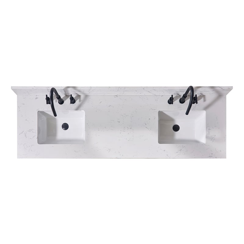 73. in Stone effects Vanity Top in Aosta White with White Sink