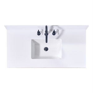43. in Stone effects Vanity Top in Snow White with White Sink