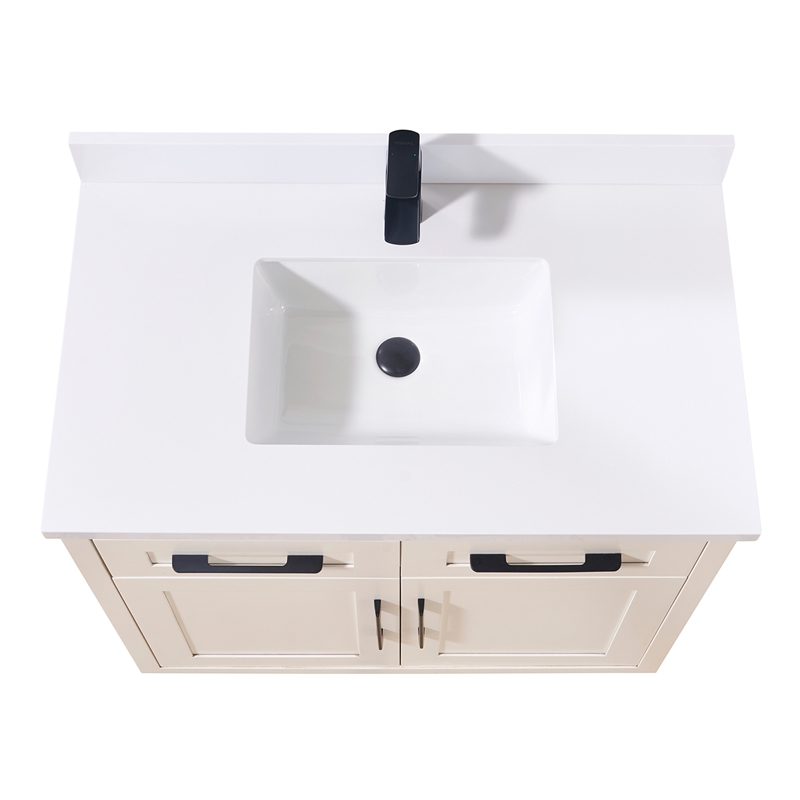 37. in Composite Stone Vanity Top in Snow White with White Sink