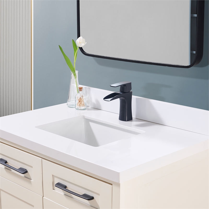 37. in Composite Stone Vanity Top in Snow White with White Sink