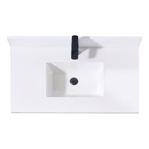 37. in Composite Stone Vanity Top in Snow White with White Sink