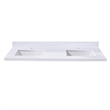 61. in Composite Stone Vanity Top in Snow White with Double White Sink