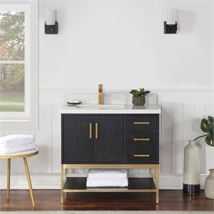 Wildy 36&quot Single Bathroom Vanity Set in Black Oak without Mirror