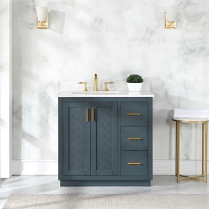 Gazsi 36&quot Single Bathroom Vanity Set in Charcoal Blue without Mirror