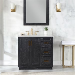 Gazsi 36&quot Single Bathroom Vanity Set in Black Oak  without Mirror