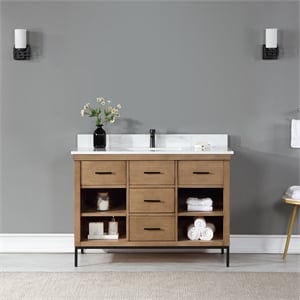 Kesia 48&quot Single Bathroom Vanity Set in Brown Pine without Mirror