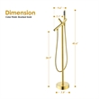 Brulon Double Handle Floor Mounted Tub Filler with Handshower in Brushed Gold
