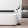 Brulon Double Handle Floor Mounted Tub Filler with Handshower in Matte Black
