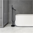 Brulon Double Handle Floor Mounted Tub Filler with Handshower in Matte Black