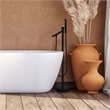 Brulon Double Handle Floor Mounted Tub Filler with Handshower in Matte Black