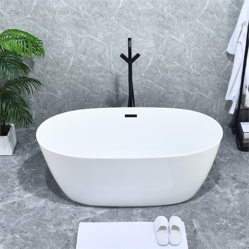 Brulon Double Handle Floor Mounted Tub Filler with Handshower in Matte Black