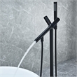Brulon Double Handle Floor Mounted Tub Filler with Handshower in Matte Black