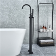Gnosall Double Handle Floor Mounted Tub Filler with Handshower in Matte Black