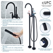 Gnosall Double Handle Floor Mounted Tub Filler with Handshower in Matte Black