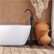 Gnosall Double Handle Floor Mounted Tub Filler with Handshower in Matte Black