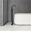 Gnosall Double Handle Floor Mounted Tub Filler with Handshower in Matte Black