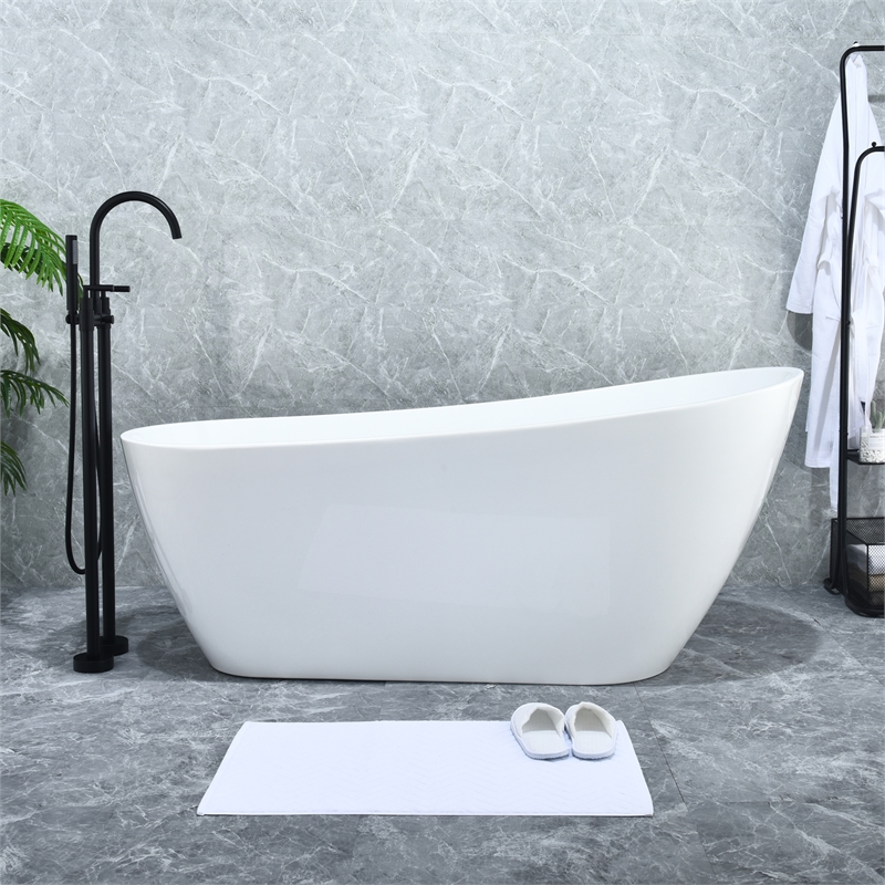 Gnosall Double Handle Floor Mounted Tub Filler with Handshower in Matte Black