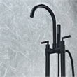Gnosall Double Handle Floor Mounted Tub Filler with Handshower in Matte Black