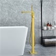 Campia Single Handle Floor Mounted Tub Filler with Handshower in Brushed Gold