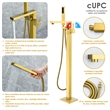 Campia Single Handle Floor Mounted Tub Filler with Handshower in Brushed Gold