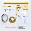 Campia Single Handle Floor Mounted Tub Filler with Handshower in Brushed Gold