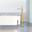 Campia Single Handle Floor Mounted Tub Filler with Handshower in Brushed Gold