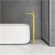 Campia Single Handle Floor Mounted Tub Filler with Handshower in Brushed Gold