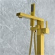 Campia Single Handle Floor Mounted Tub Filler with Handshower in Brushed Gold