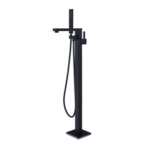 Campia Single Handle Floor Mounted Tub Filler with Handshower in Matte Black