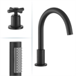 Sorlia Cross Handles Deck-Mount Roman Tub Faucet in Matte Black with Handshower