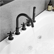 Sorlia Cross Handles Deck-Mount Roman Tub Faucet in Matte Black with Handshower