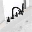 Sorlia Cross Handles Deck-Mount Roman Tub Faucet in Matte Black with Handshower