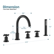 Sorlia Cross Handles Deck-Mount Roman Tub Faucet in Matte Black with Handshower