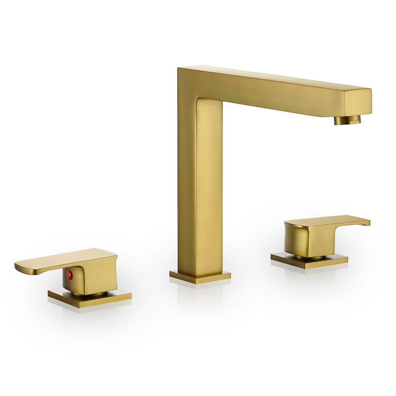 Calden Double Handle Deck-Mount Widespread Roman Tub Faucet in Brushed Gold