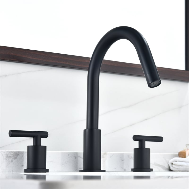 Balen 8. in Widespread 2-Handle Bathroom High-Arc Faucet in Brushed Gold