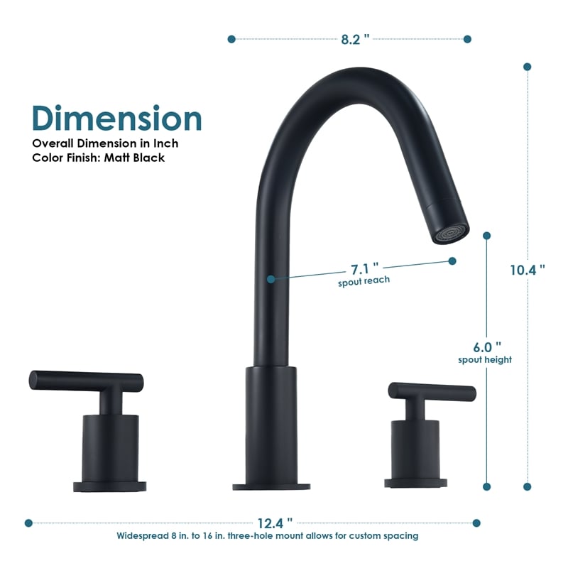 Balen 8. in Widespread 2-Handle Bathroom High-Arc Faucet in Brushed Gold